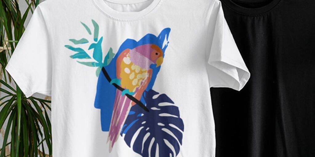 Camiseta de manga curta branca com estampa